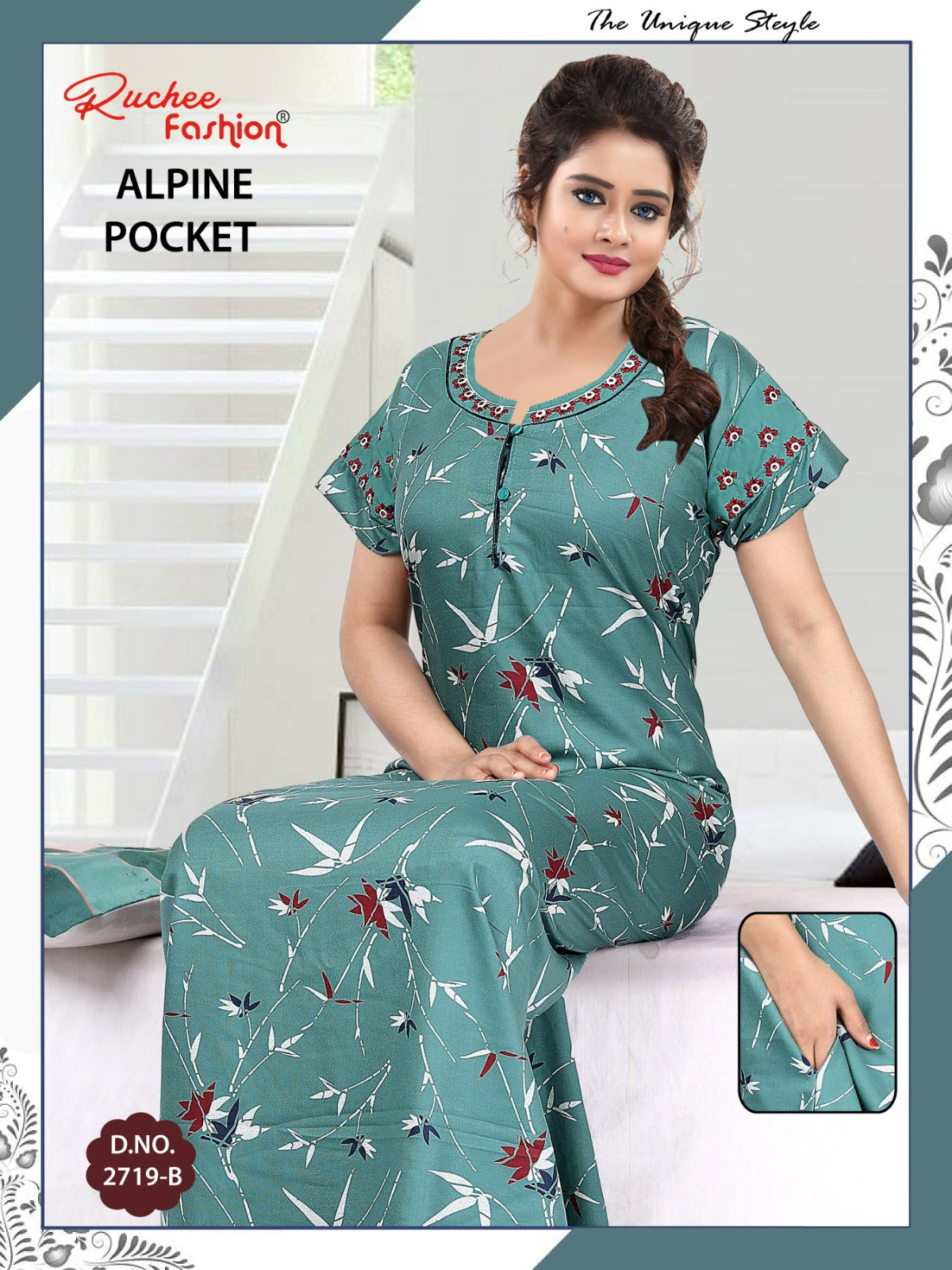 Alpine Pocket 010425 Ruchee Fashion Night Gowns Exporter Gujarat