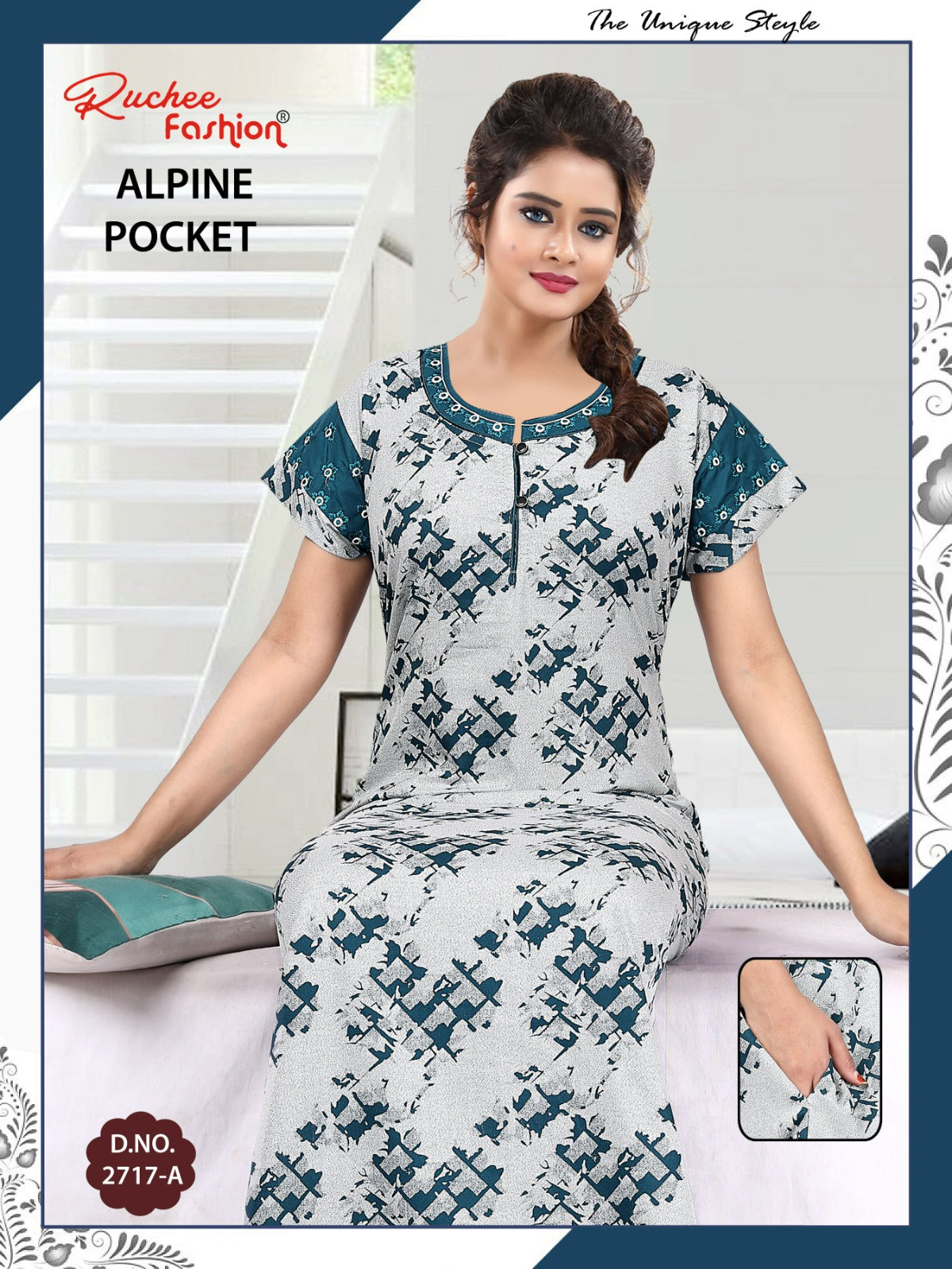 Alpine Pocket 010425 Ruchee Fashion Night Gowns Exporter Gujarat