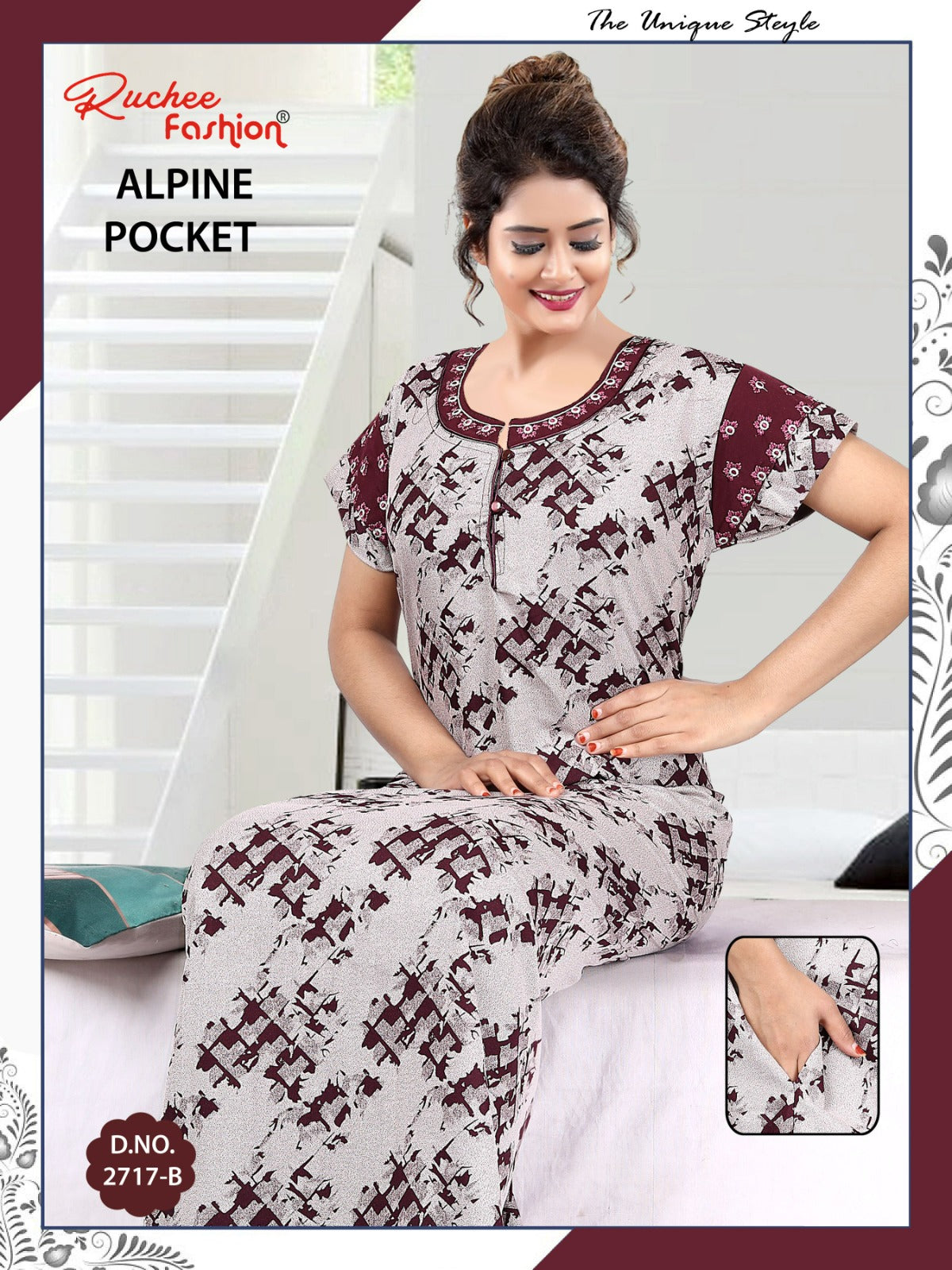 Alpine Pocket 010425 Ruchee Fashion Night Gowns Exporter Gujarat