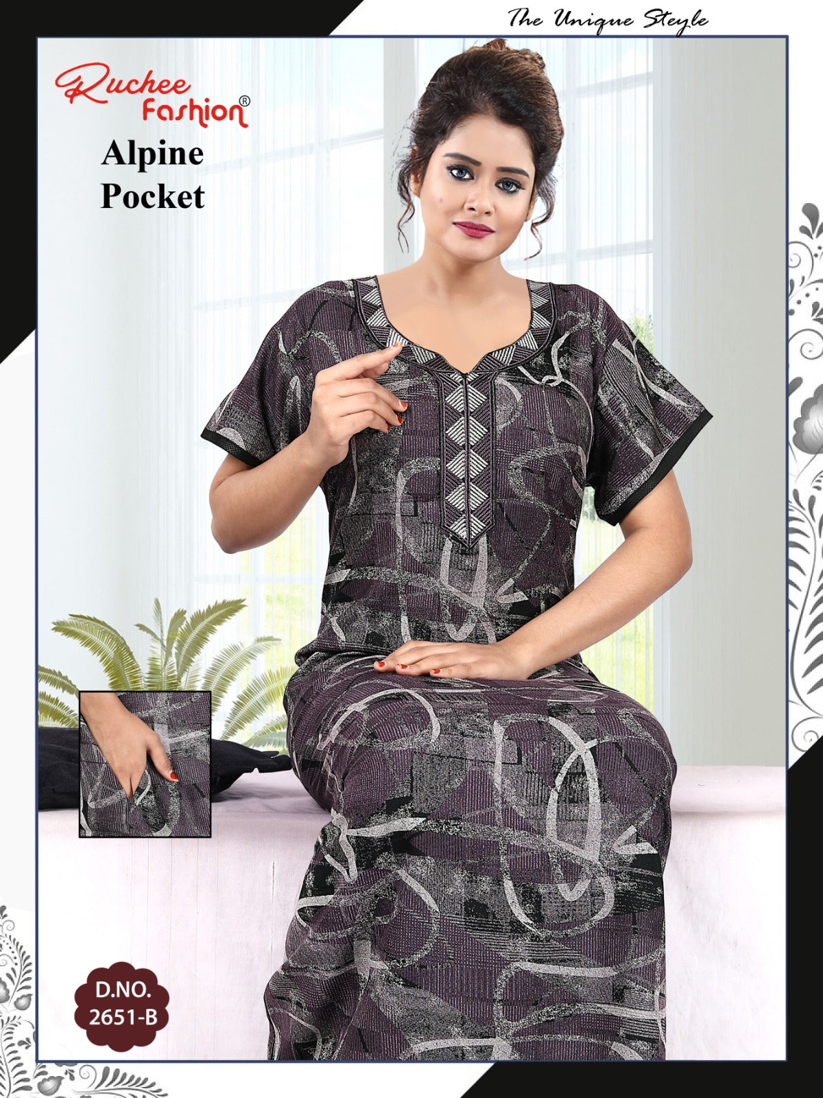 Alpine Pocket 031025 Ruchee Fashion Night Gowns Exporter Ahmedabad