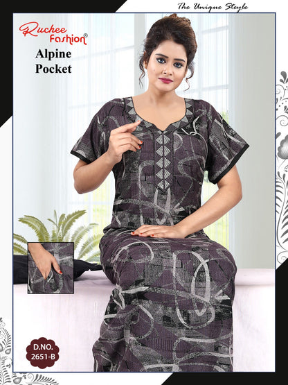 Alpine Pocket 031025 Ruchee Fashion Night Gowns Exporter Ahmedabad