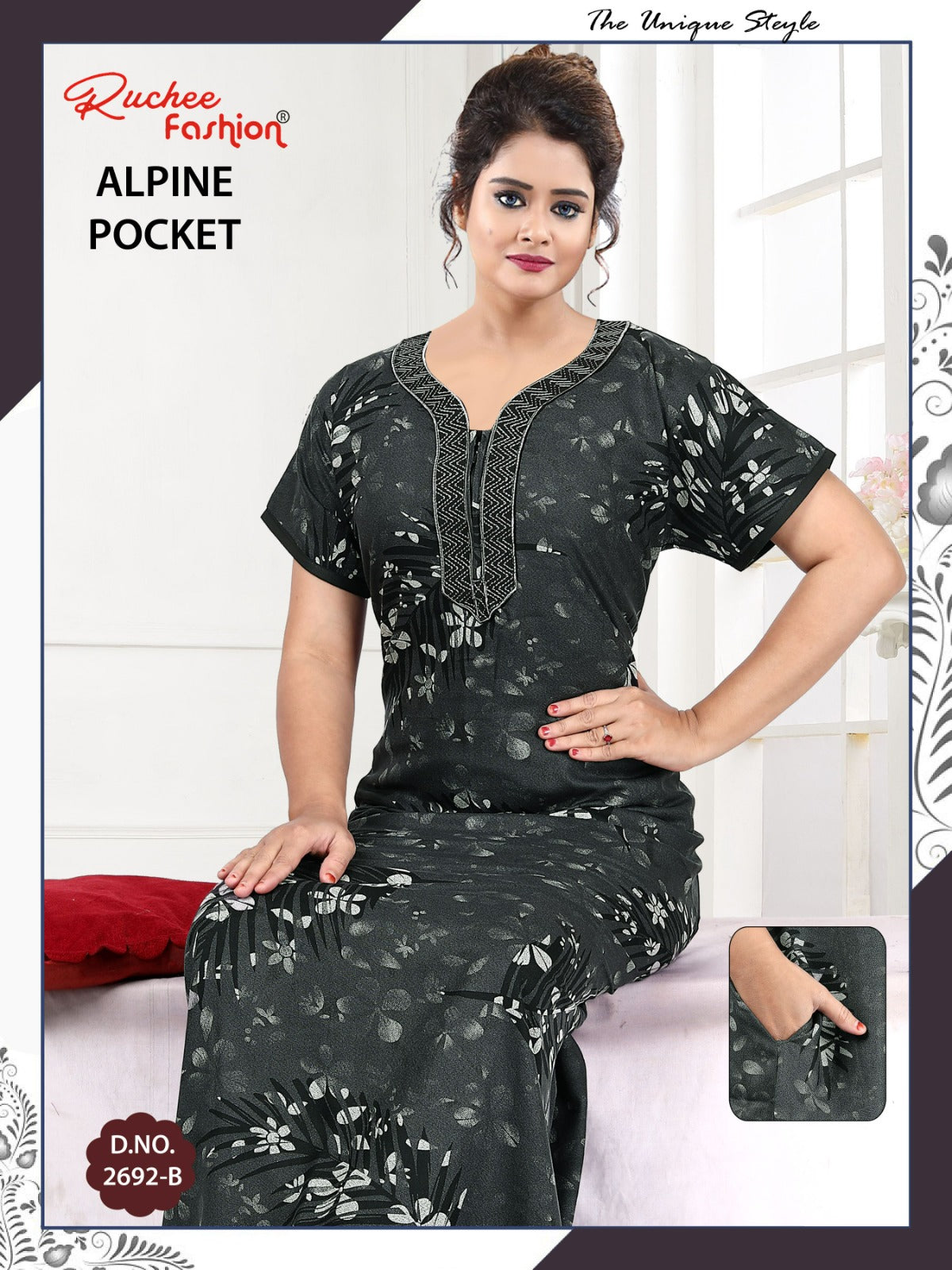 Alpine Pocket 031025 Ruchee Fashion Night Gowns Exporter Ahmedabad