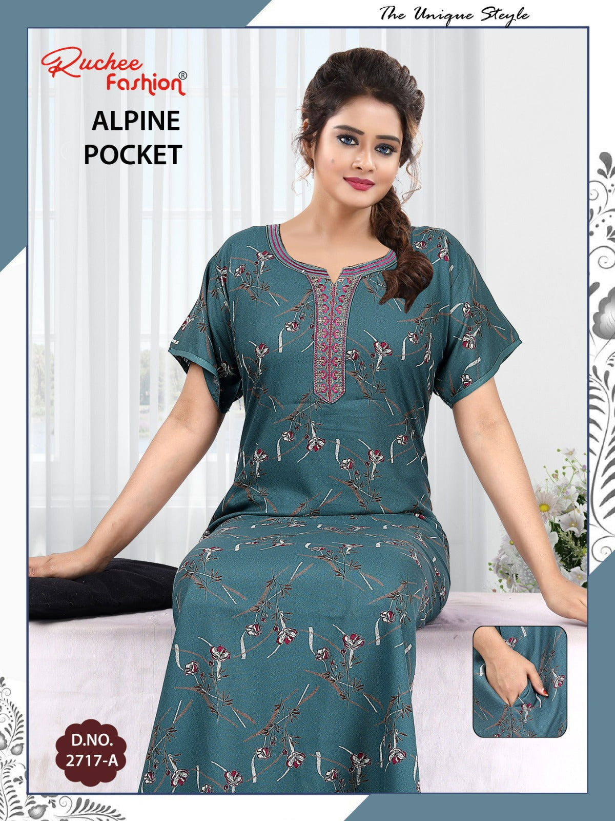 Alpine Pocket 031025 Ruchee Fashion Night Gowns Exporter Ahmedabad
