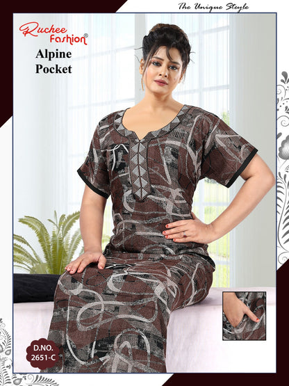 Alpine Pocket 031025 Ruchee Fashion Night Gowns Exporter Ahmedabad