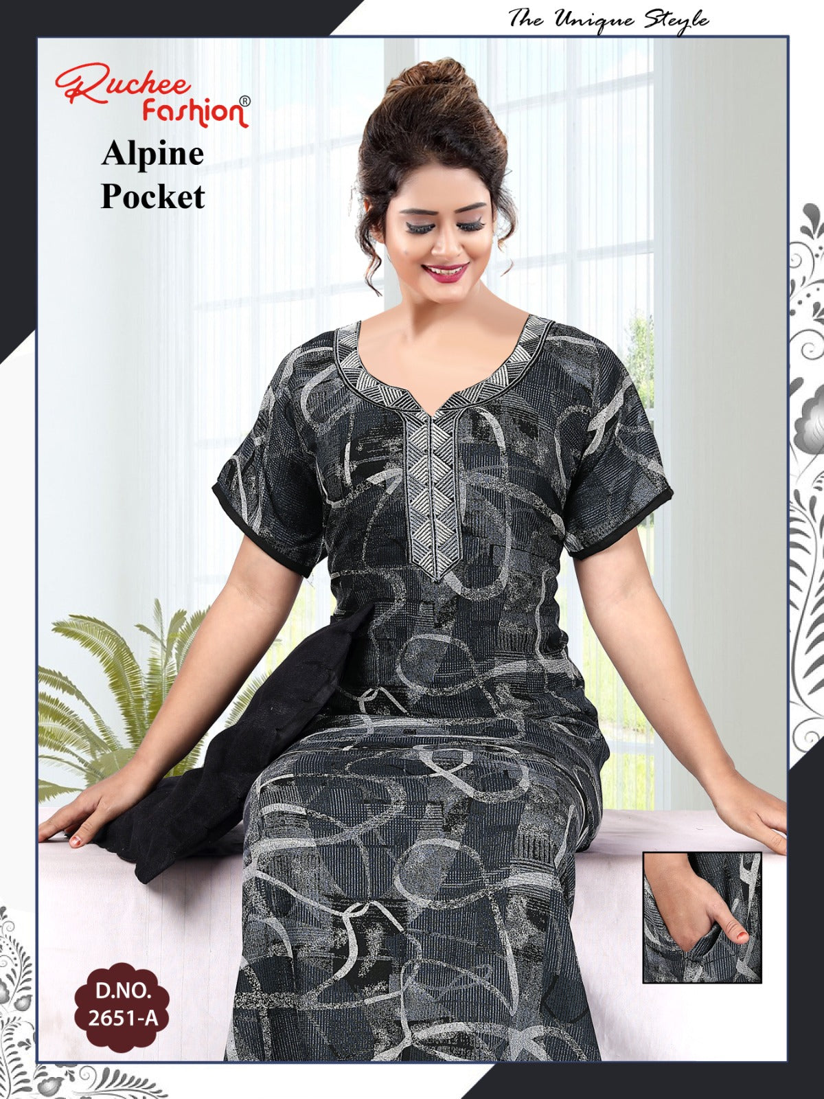 Alpine Pocket 031025 Ruchee Fashion Night Gowns Exporter Ahmedabad