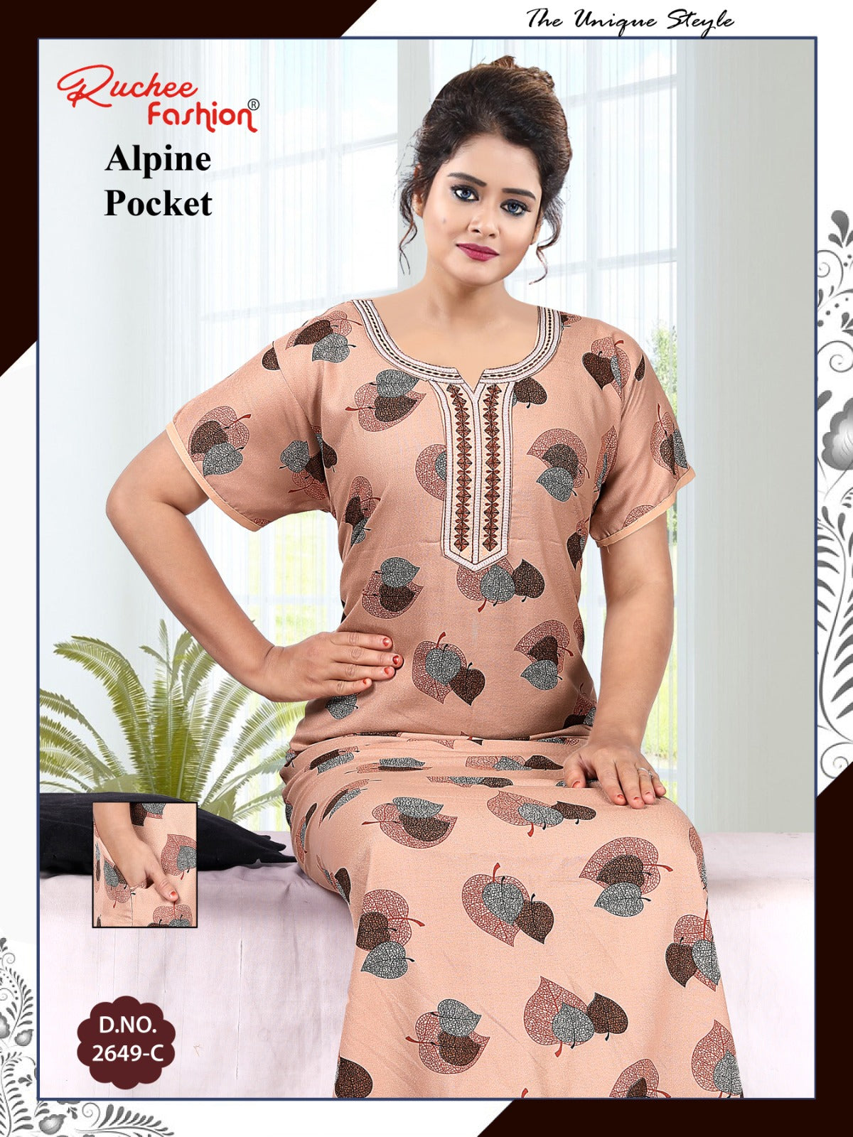 Alpine Pocket 031025 Ruchee Fashion Night Gowns Exporter Ahmedabad