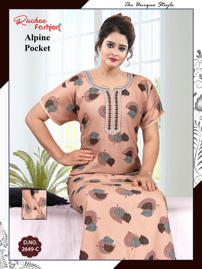 Alpine Pocket 031025 Ruchee Fashion Night Gowns Exporter Ahmedabad
