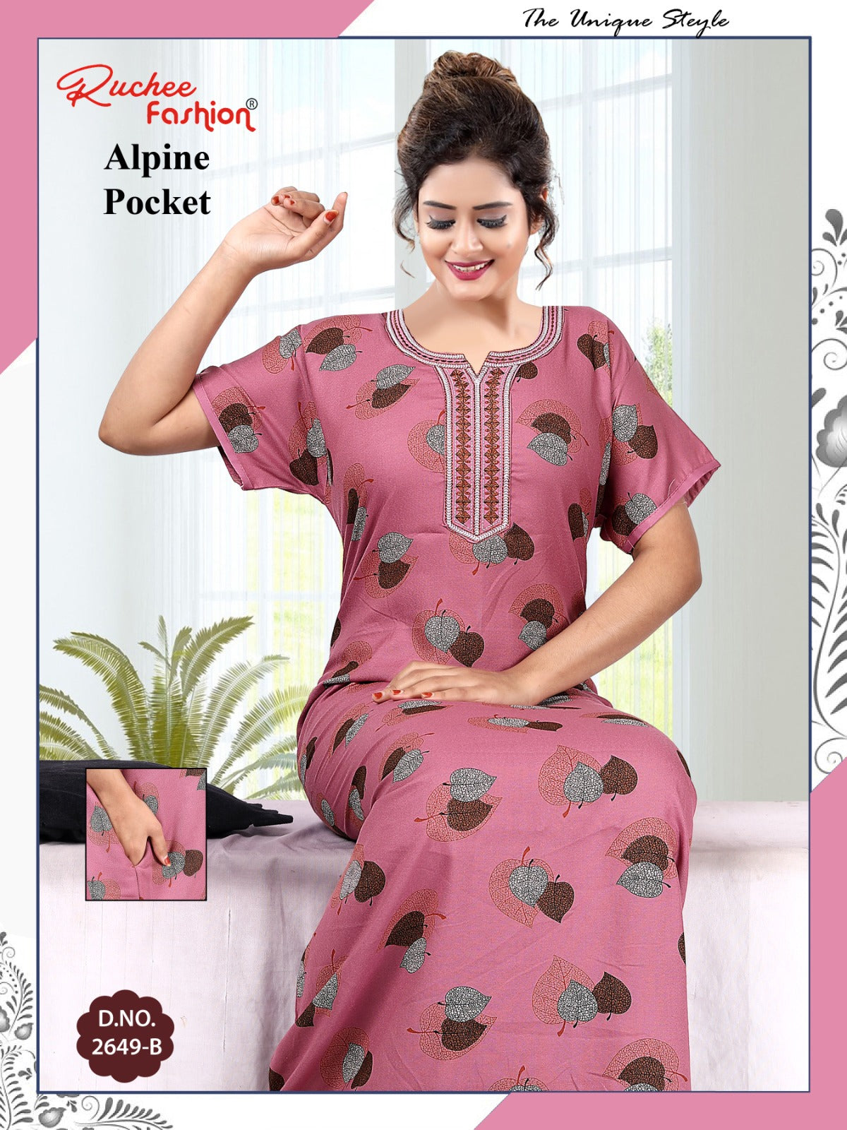 Alpine Pocket 031025 Ruchee Fashion Night Gowns Exporter Ahmedabad
