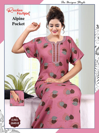 Alpine Pocket 031025 Ruchee Fashion Night Gowns Exporter Ahmedabad