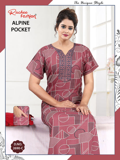 Alpine Pocket 031025 Ruchee Fashion Night Gowns Exporter Ahmedabad