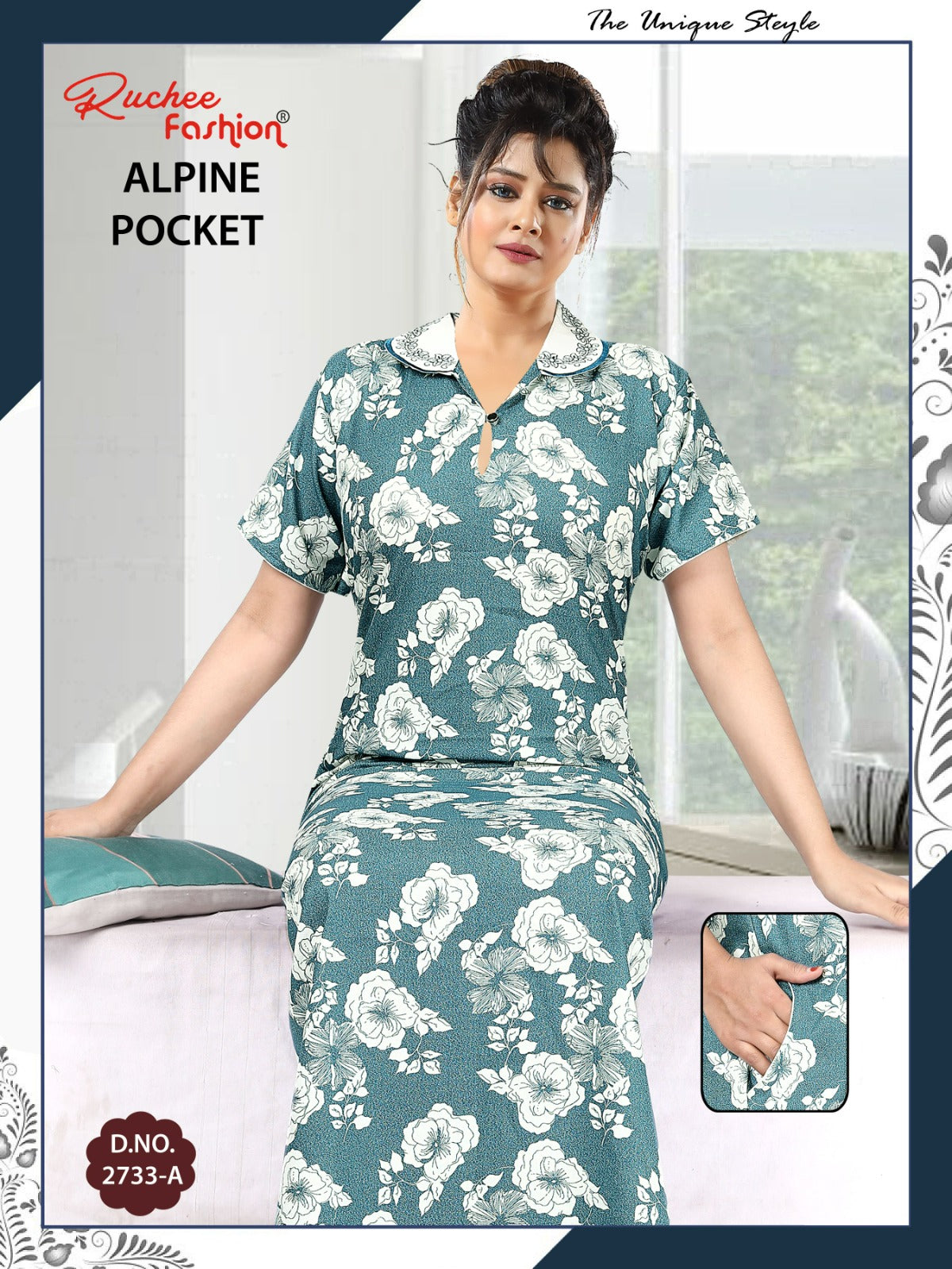 Alpine Pocket 031025 Ruchee Fashion Night Gowns Exporter Ahmedabad