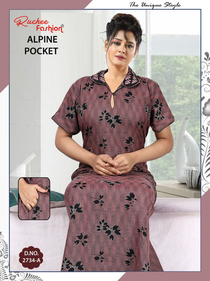 Alpine Pocket 031025 Ruchee Fashion Night Gowns Exporter Ahmedabad