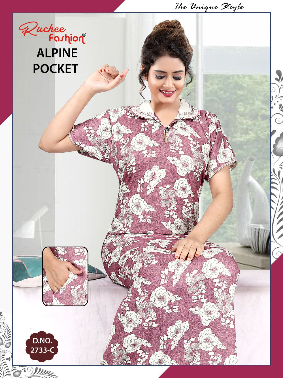 Alpine Pocket 031025 Ruchee Fashion Night Gowns Exporter Ahmedabad