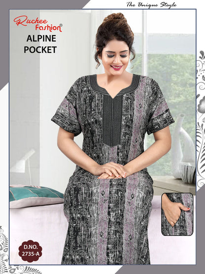 Alpine Pocket 031025 Ruchee Fashion Night Gowns Exporter Ahmedabad