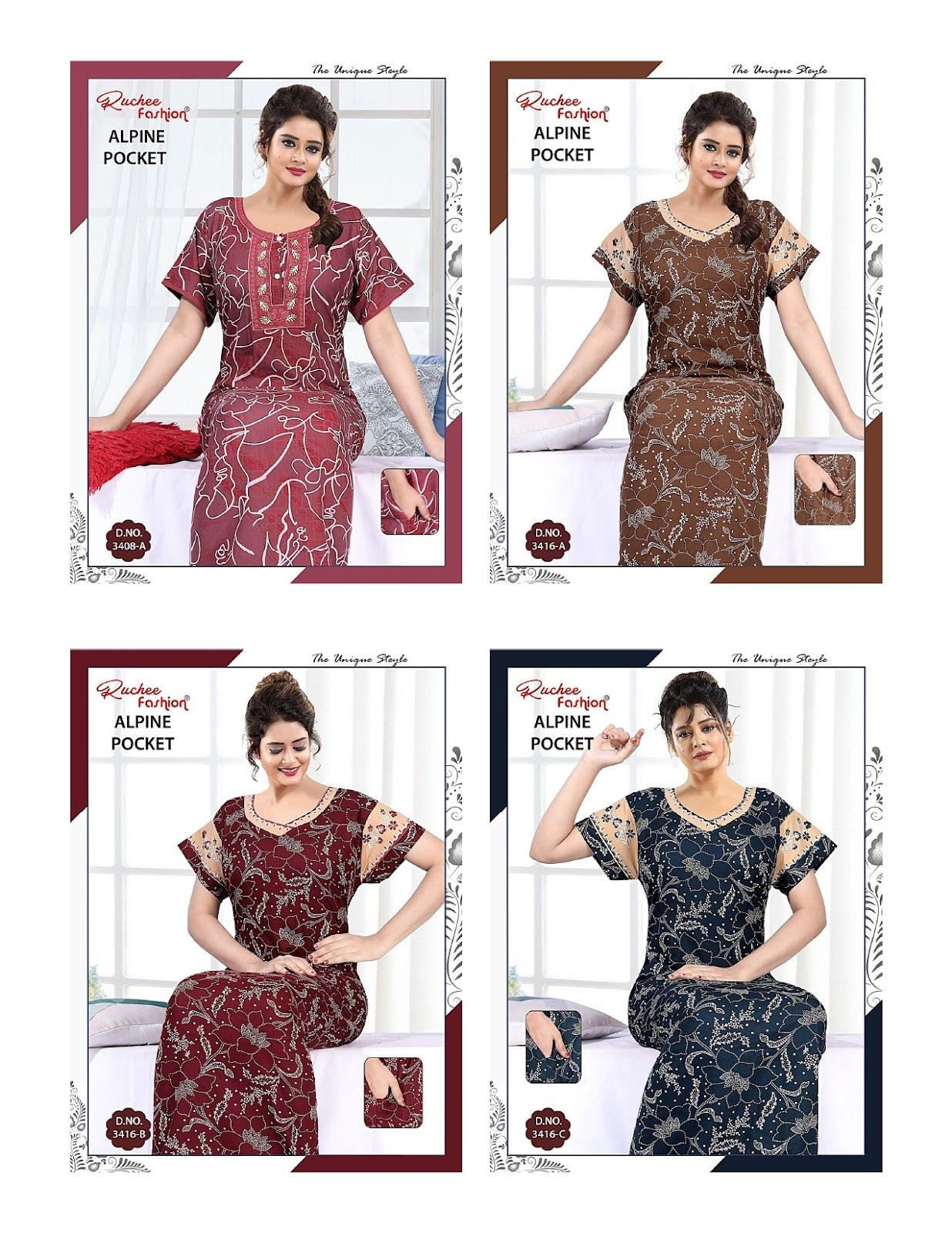 Alpine Pocket 0507 Ruchee Fashion Night Gowns Wholesaler Ahmedabad