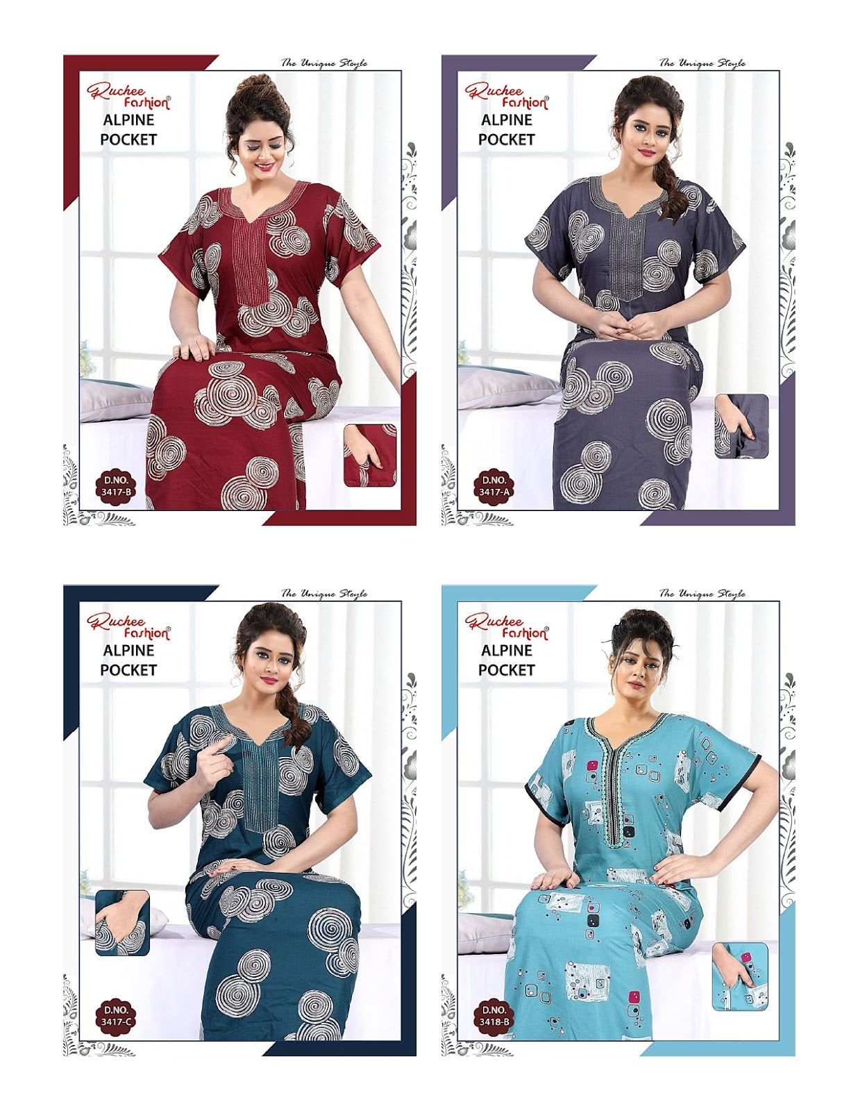 Alpine Pocket 0507 Ruchee Fashion Night Gowns Wholesaler Ahmedabad