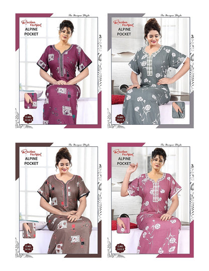 Alpine Pocket 0507 Ruchee Fashion Night Gowns Wholesaler Ahmedabad
