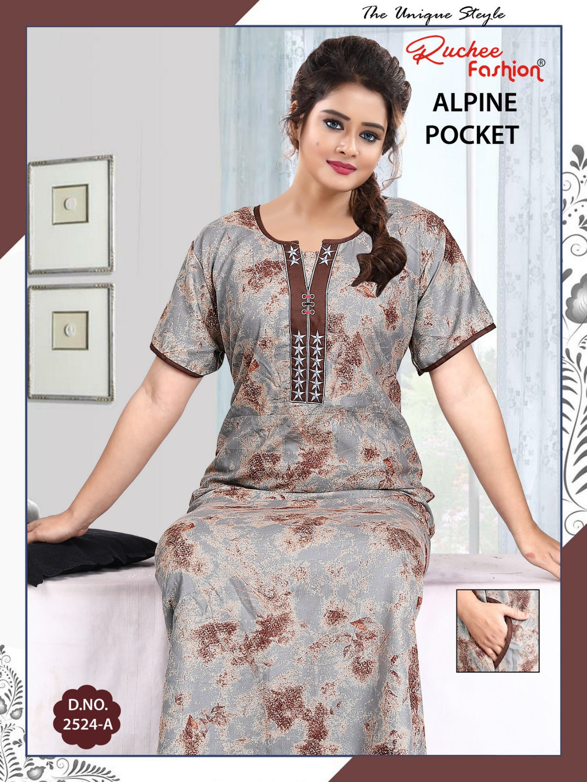 Alpine Pocket 080125 Ruchee Fashion Night Gowns Wholesale