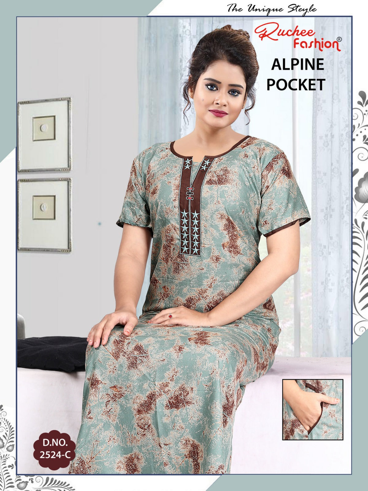 Alpine Pocket 080125 Ruchee Fashion Night Gowns Wholesale