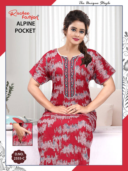 Alpine Pocket 090125 Ruchee Fashion Night Gowns Exporter India