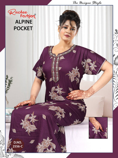 Alpine Pocket 090125 Ruchee Fashion Night Gowns Exporter India