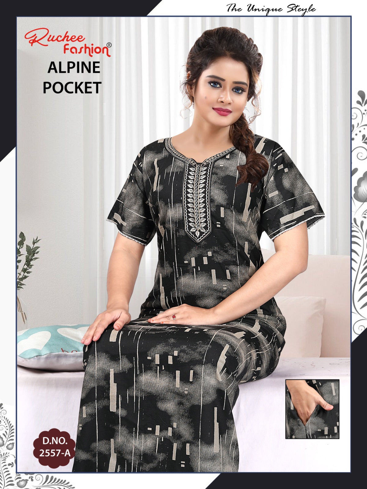 Alpine Pocket 090125 Ruchee Fashion Night Gowns Exporter India