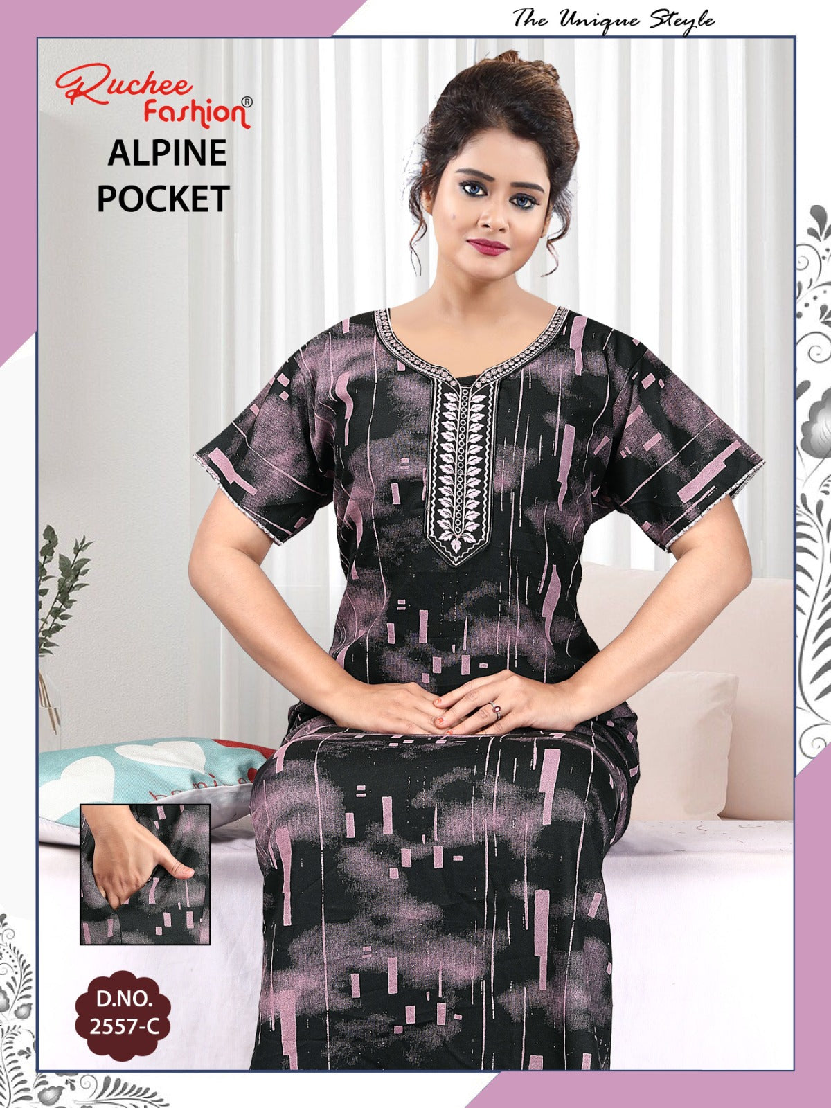 Alpine Pocket 090125 Ruchee Fashion Night Gowns Exporter India