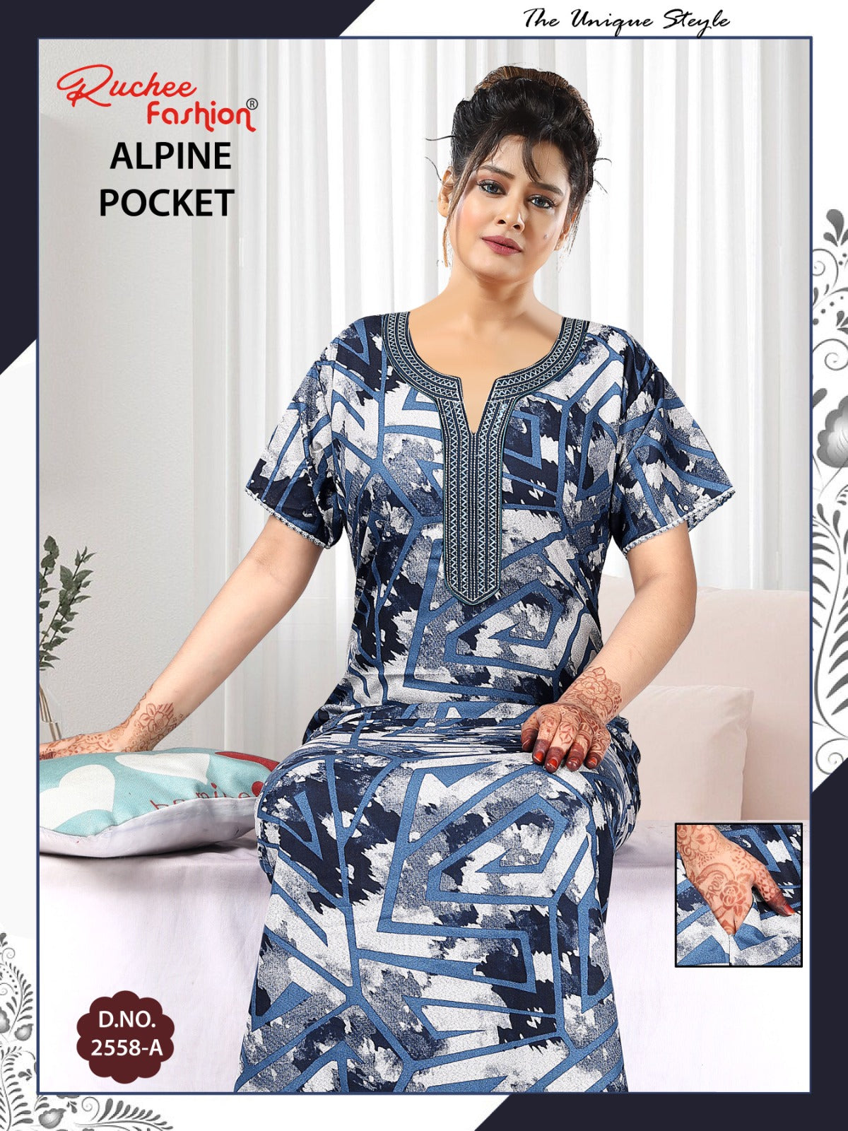 Alpine Pocket 090125 Ruchee Fashion Night Gowns Exporter India