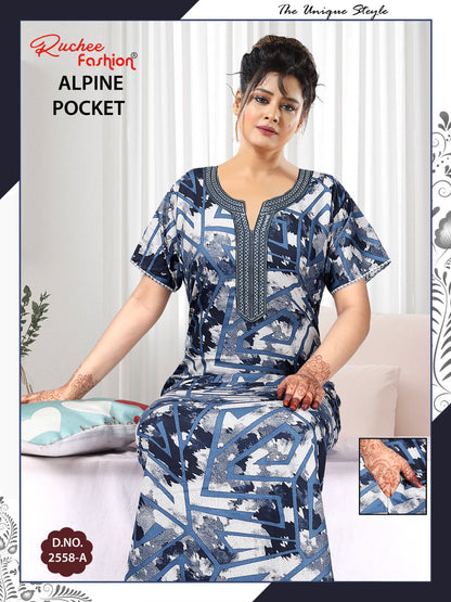 Alpine Pocket 090125 Ruchee Fashion Night Gowns Exporter India