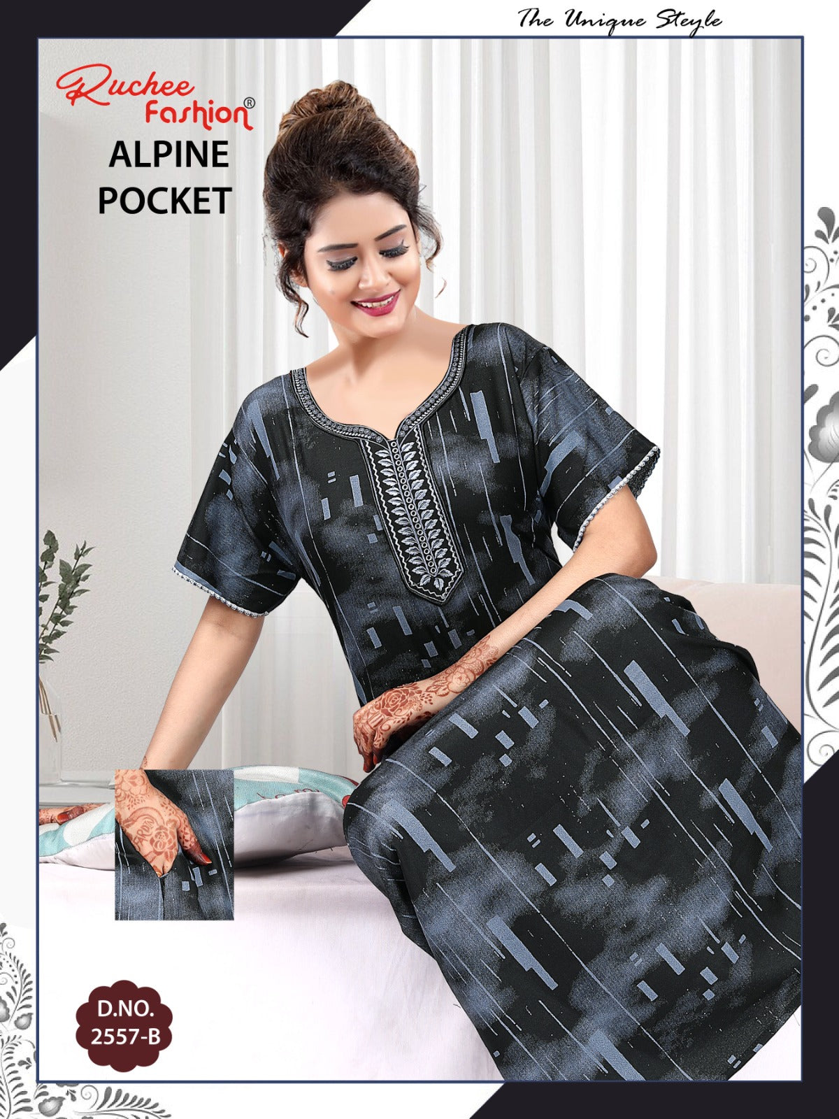 Alpine Pocket 090125 Ruchee Fashion Night Gowns Exporter India