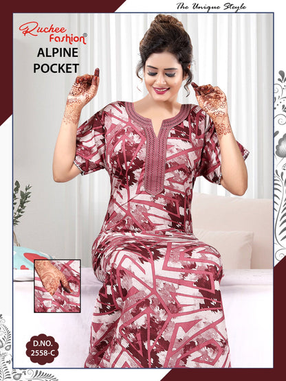 Alpine Pocket 090125 Ruchee Fashion Night Gowns Exporter India