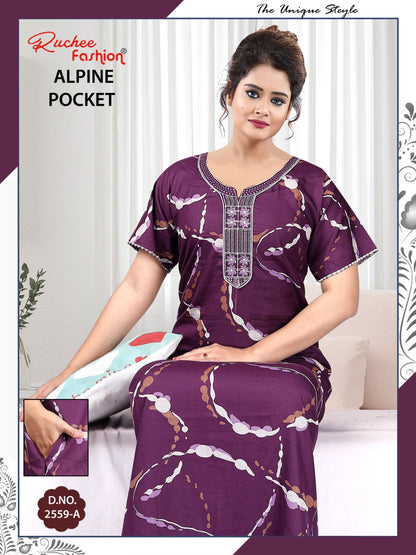 Alpine Pocket 090125 Ruchee Fashion Night Gowns Exporter India