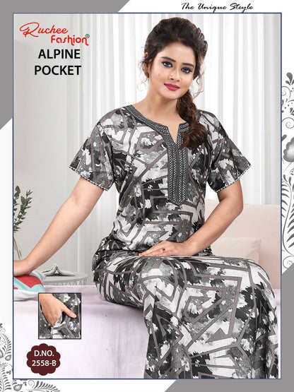Alpine Pocket 090125 Ruchee Fashion Night Gowns Exporter India