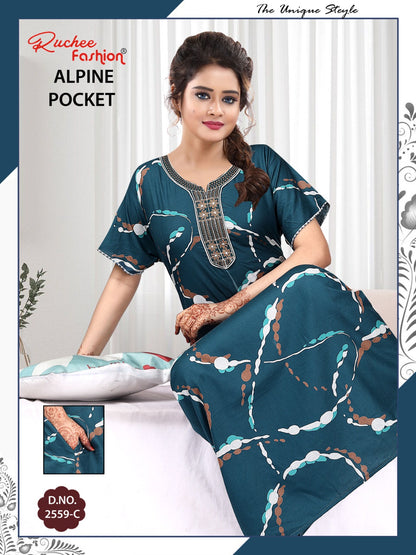 Alpine Pocket 090125 Ruchee Fashion Night Gowns Exporter India