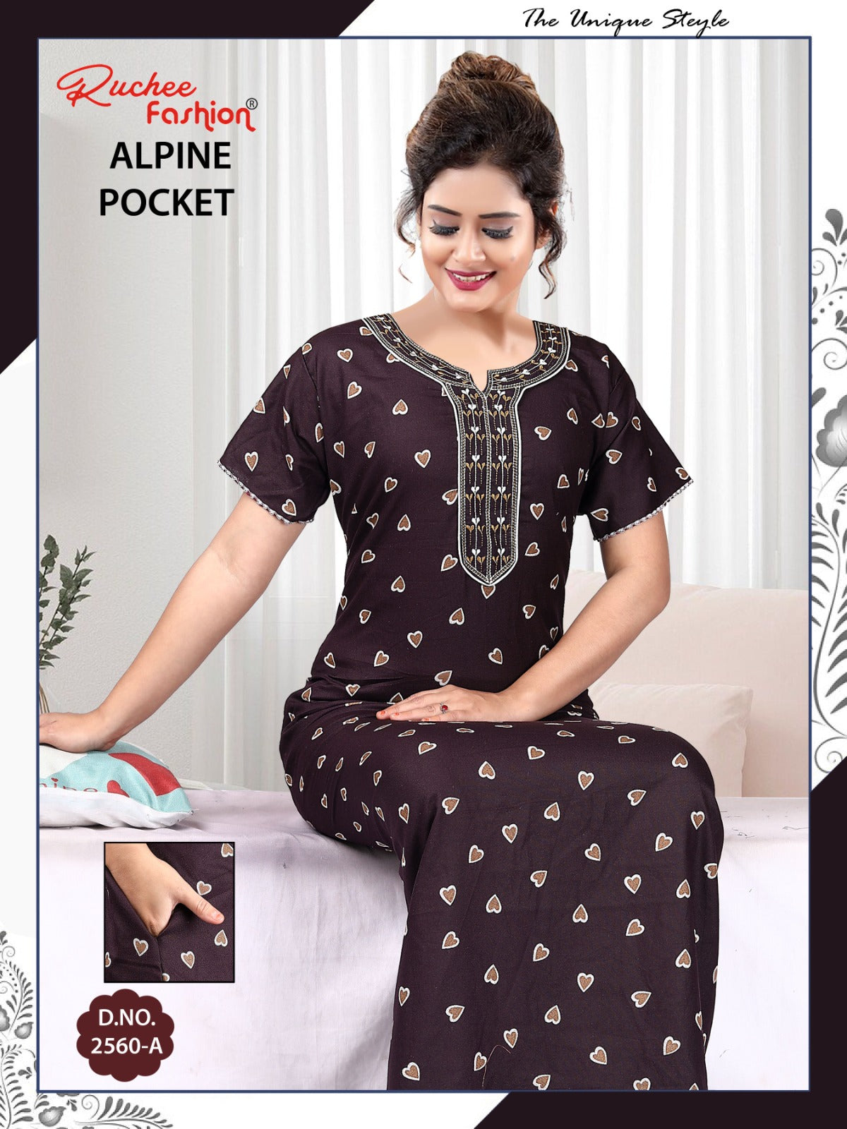 Alpine Pocket 090125 Ruchee Fashion Night Gowns Exporter India