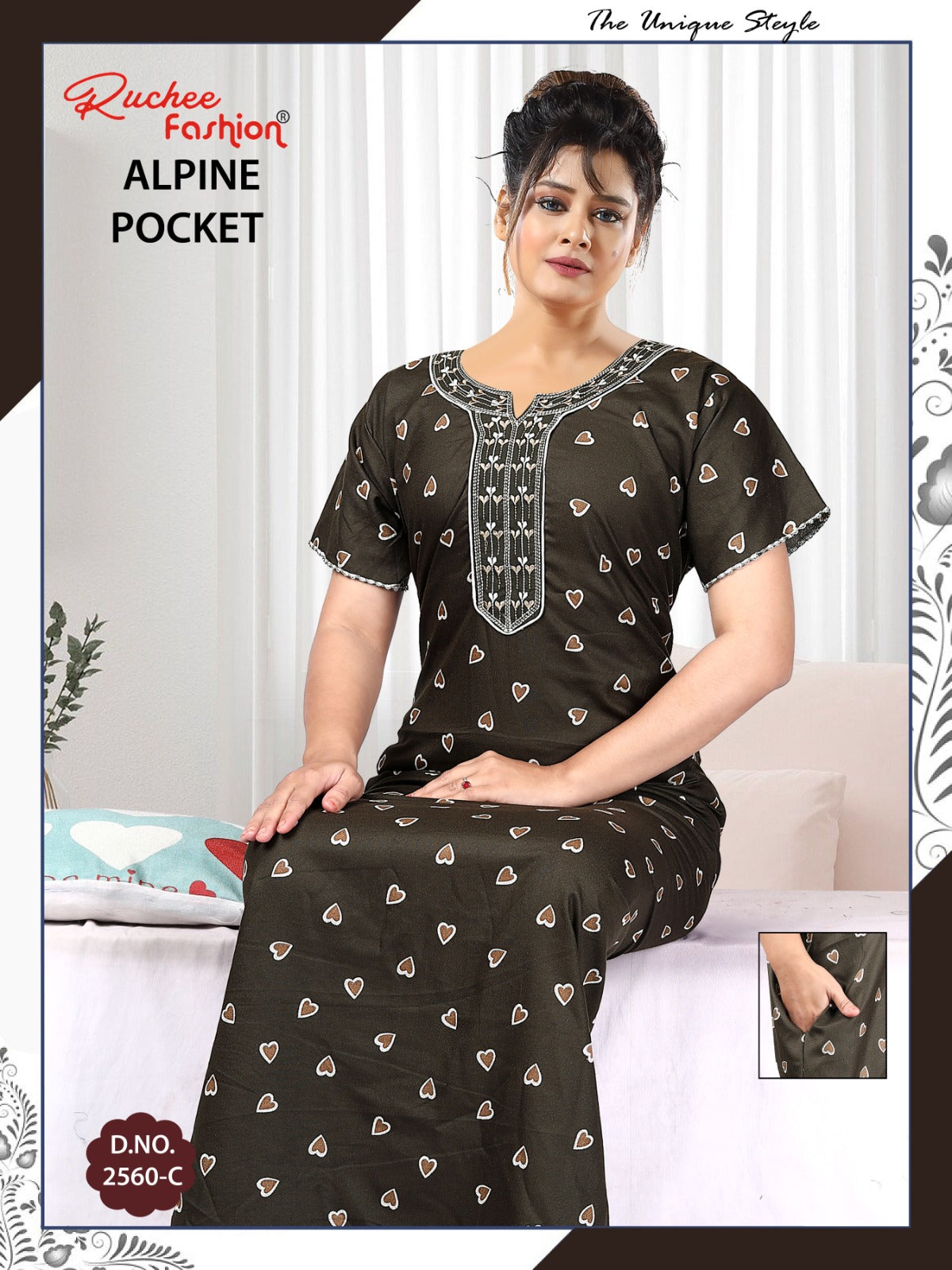 Alpine Pocket 090125 Ruchee Fashion Night Gowns Exporter India