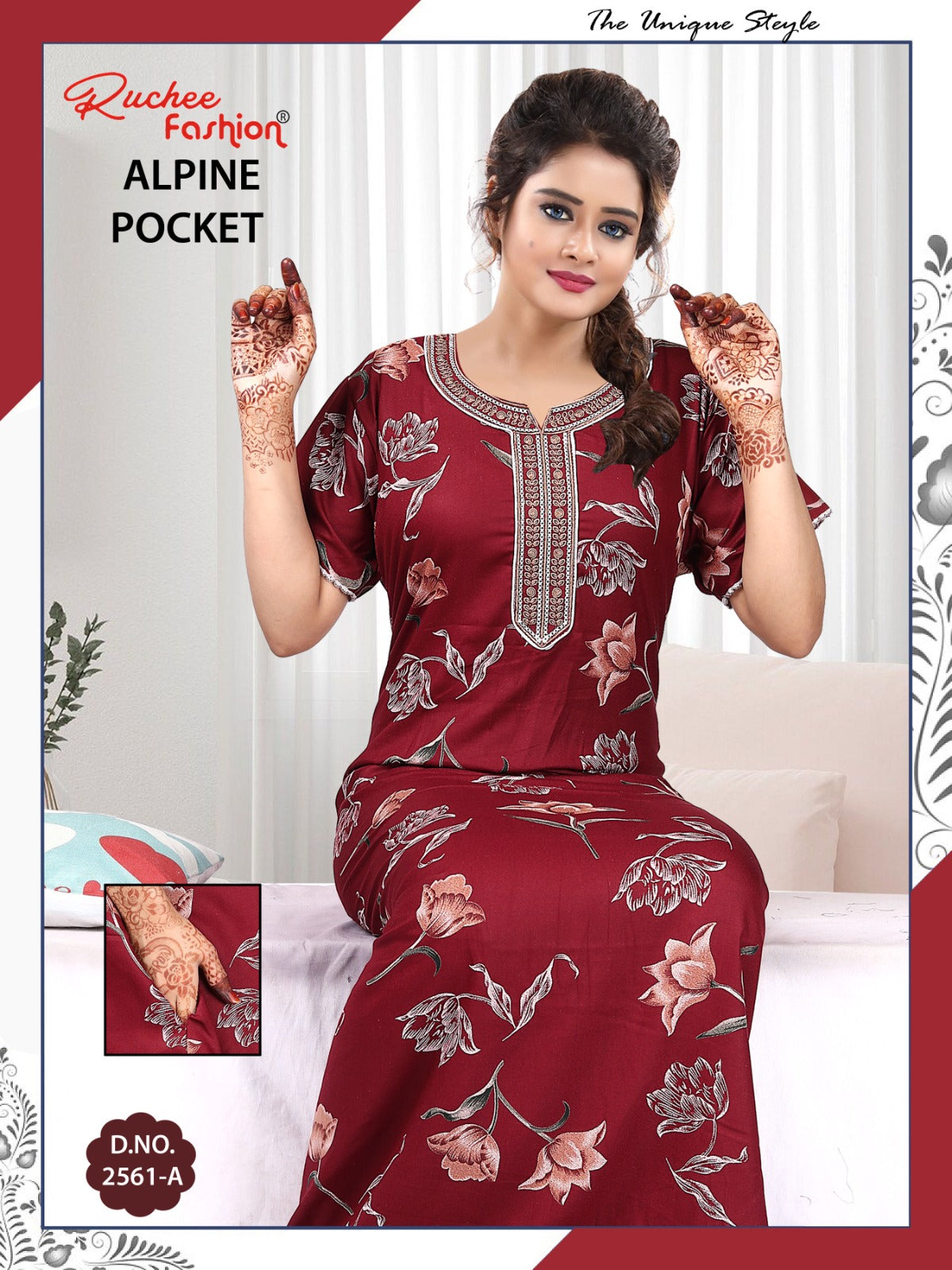 Alpine Pocket 090125 Ruchee Fashion Night Gowns Exporter India