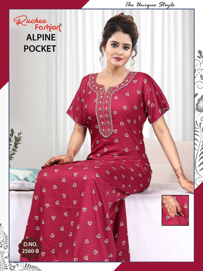 Alpine Pocket 090125 Ruchee Fashion Night Gowns Exporter India