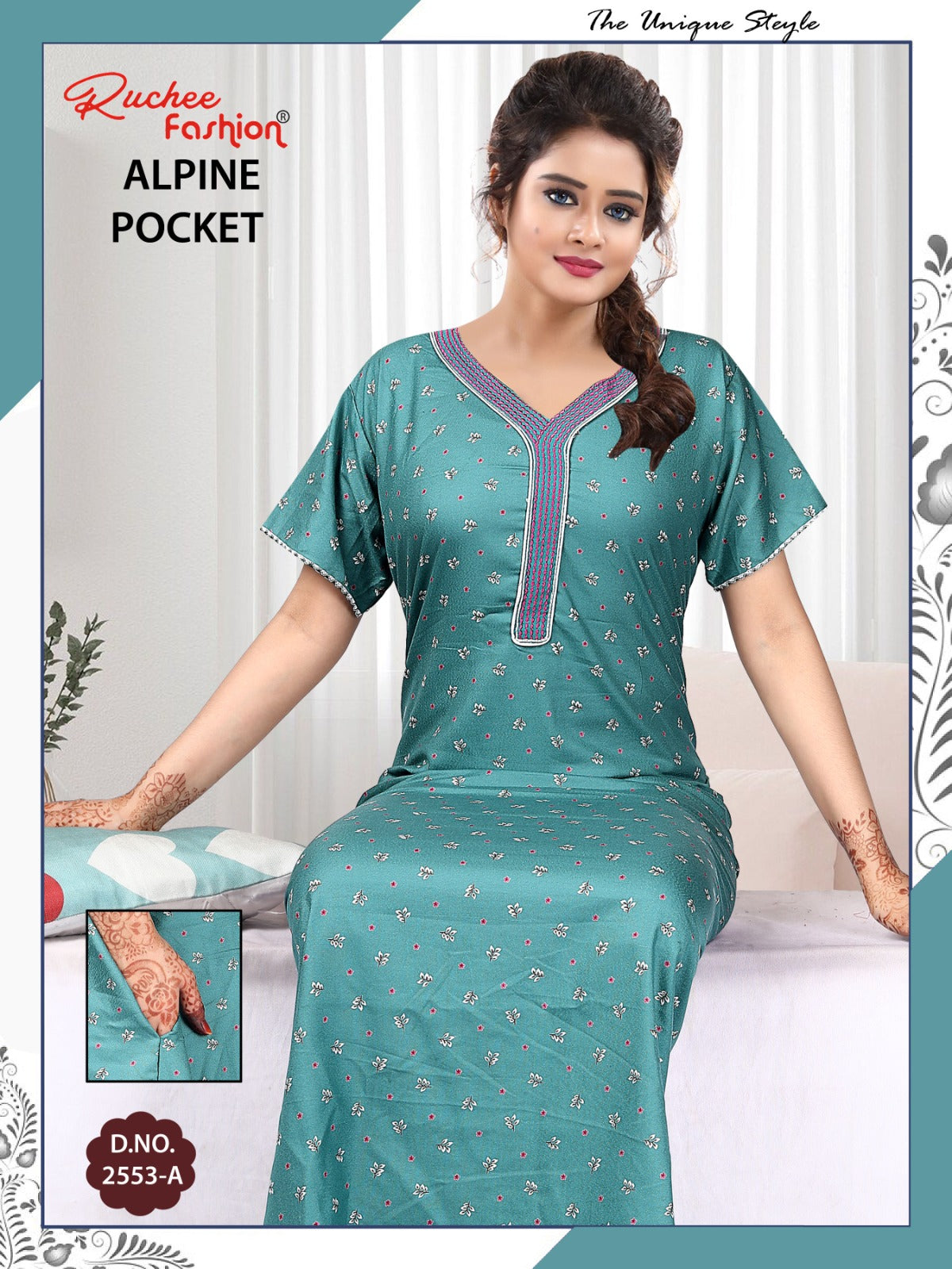 Alpine Pocket 090125 Ruchee Fashion Night Gowns Exporter India