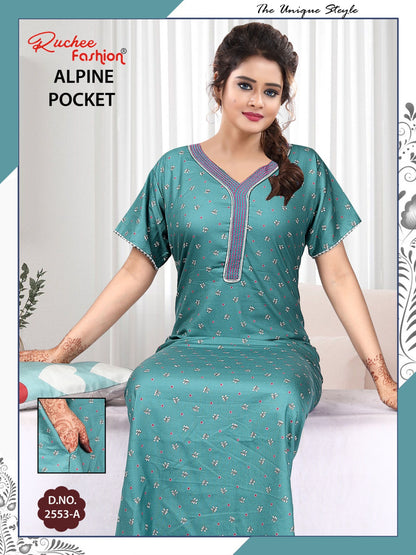 Alpine Pocket 090125 Ruchee Fashion Night Gowns Exporter India