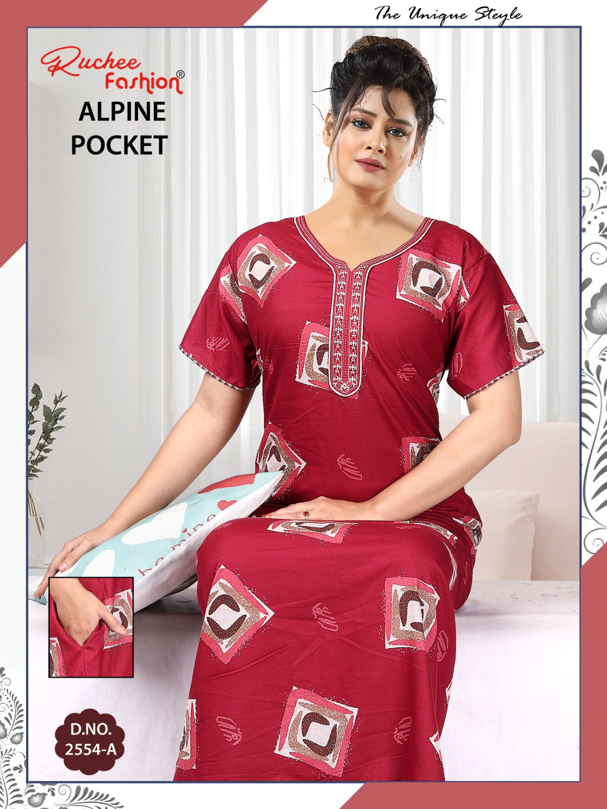 Alpine Pocket 090125 Ruchee Fashion Night Gowns Exporter India