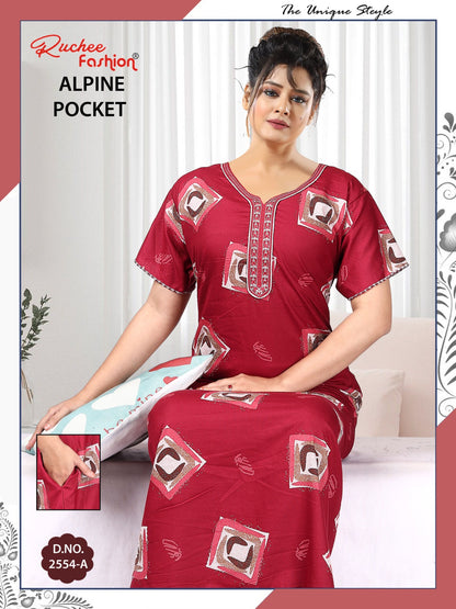 Alpine Pocket 090125 Ruchee Fashion Night Gowns Exporter India
