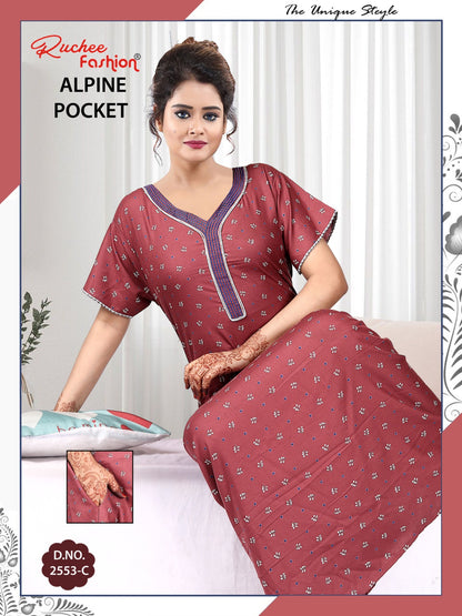 Alpine Pocket 090125 Ruchee Fashion Night Gowns Exporter India