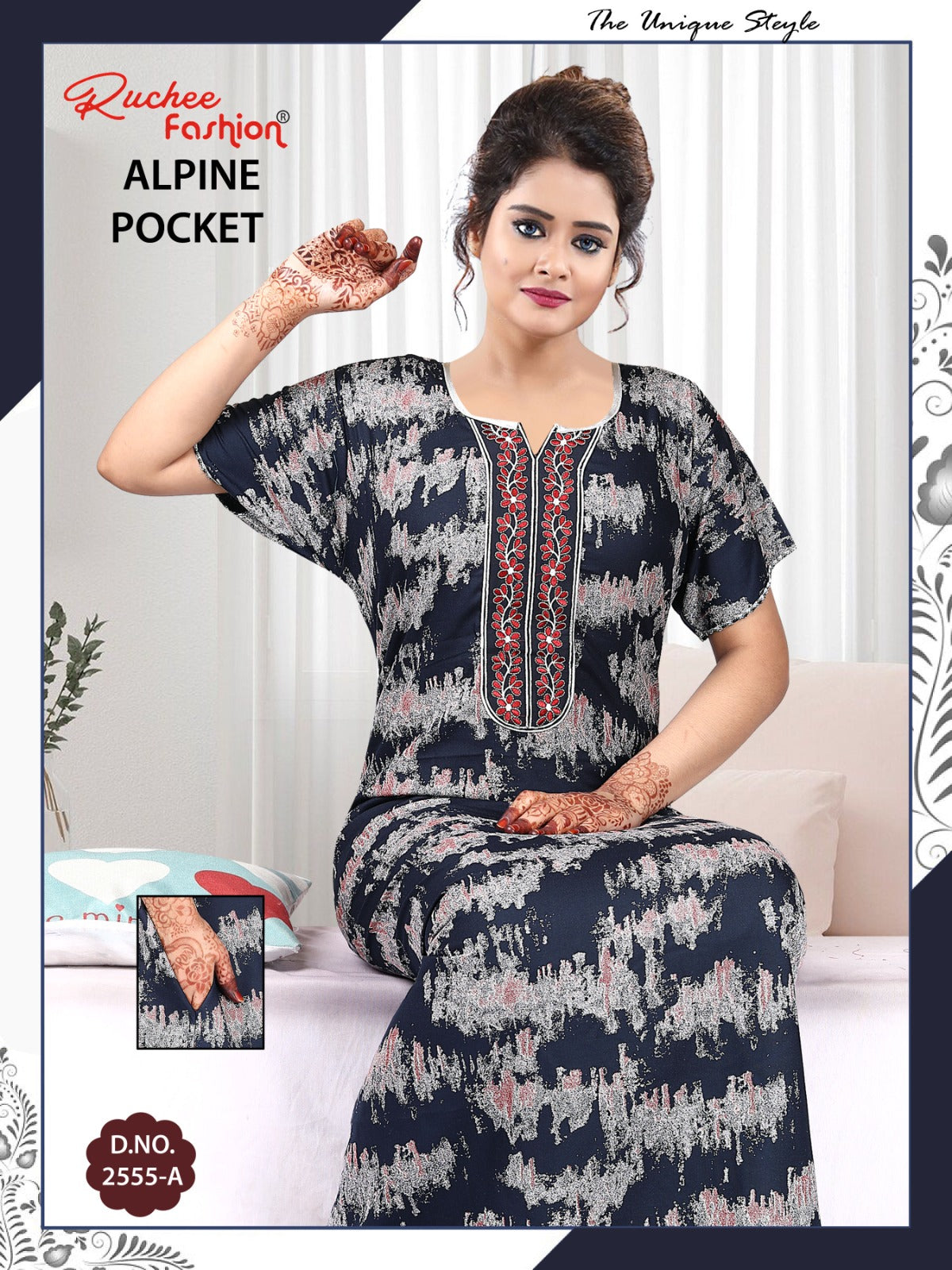 Alpine Pocket 090125 Ruchee Fashion Night Gowns Exporter India
