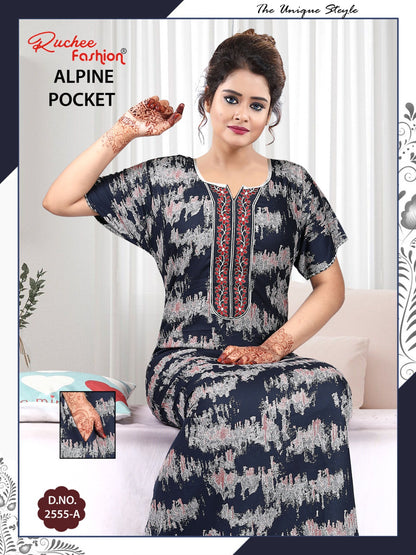 Alpine Pocket 090125 Ruchee Fashion Night Gowns Exporter India