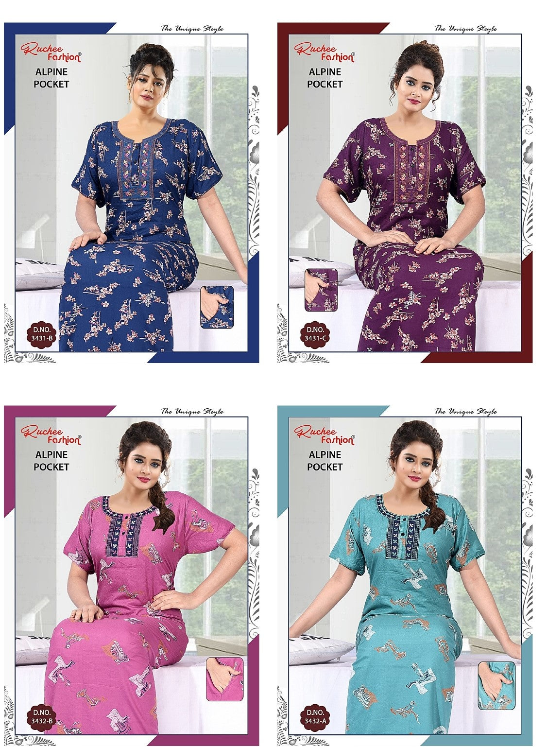 Alpine Pocket 0907 Ruchee Fashion Night Gowns Wholesale Price