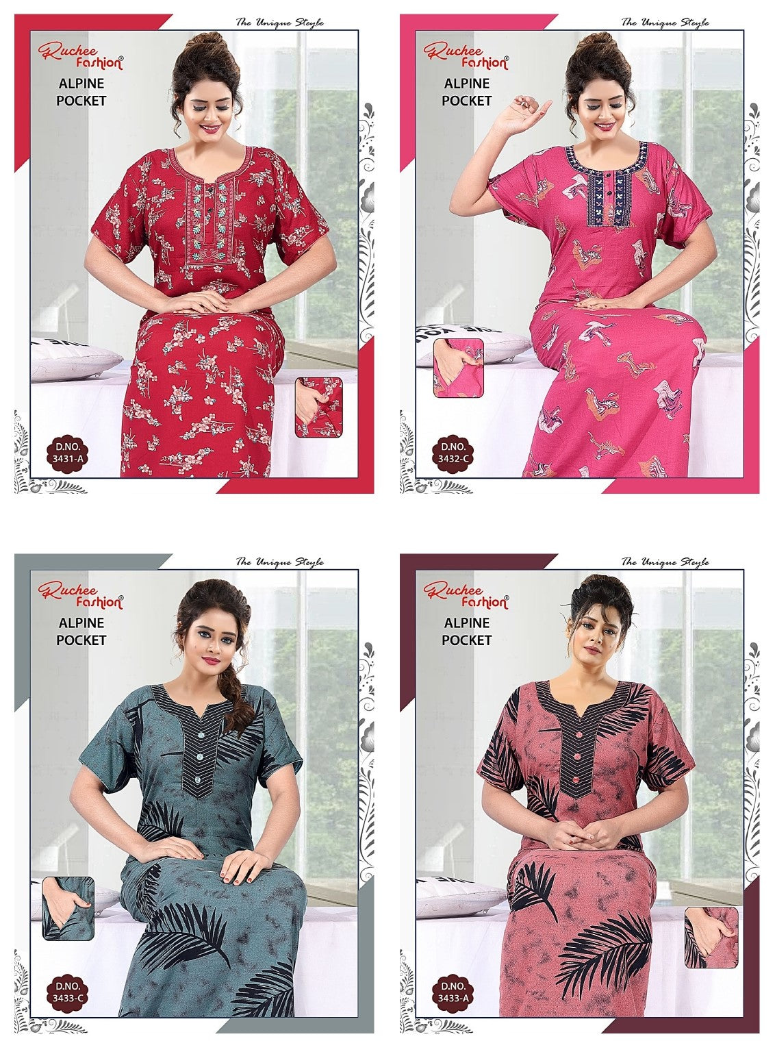 Alpine Pocket 0907 Ruchee Fashion Night Gowns Wholesale Price
