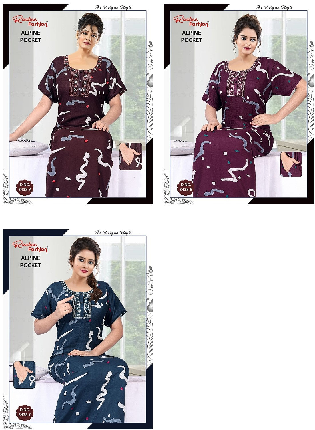 Alpine Pocket 0907 Ruchee Fashion Night Gowns Wholesale Price
