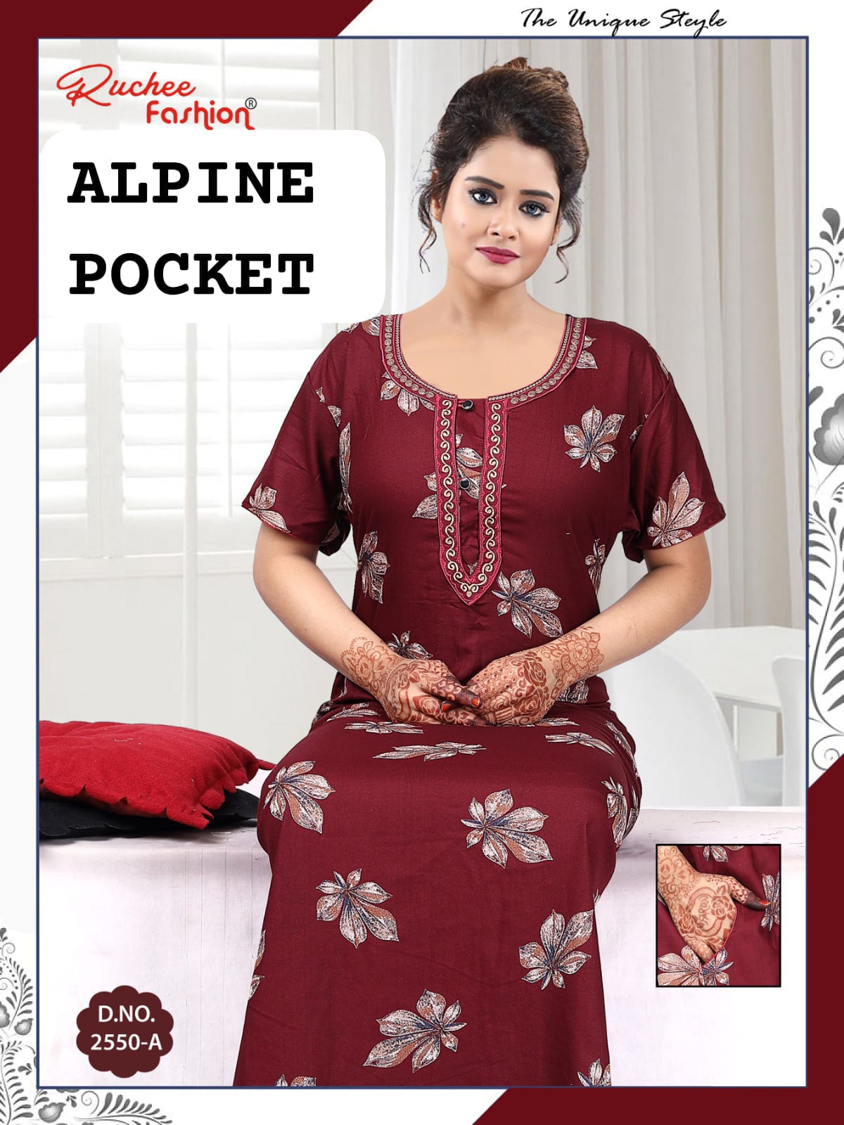 Alpine Pocket 100325 Ruchee Fashion Night Gowns Supplier Ahmedabad