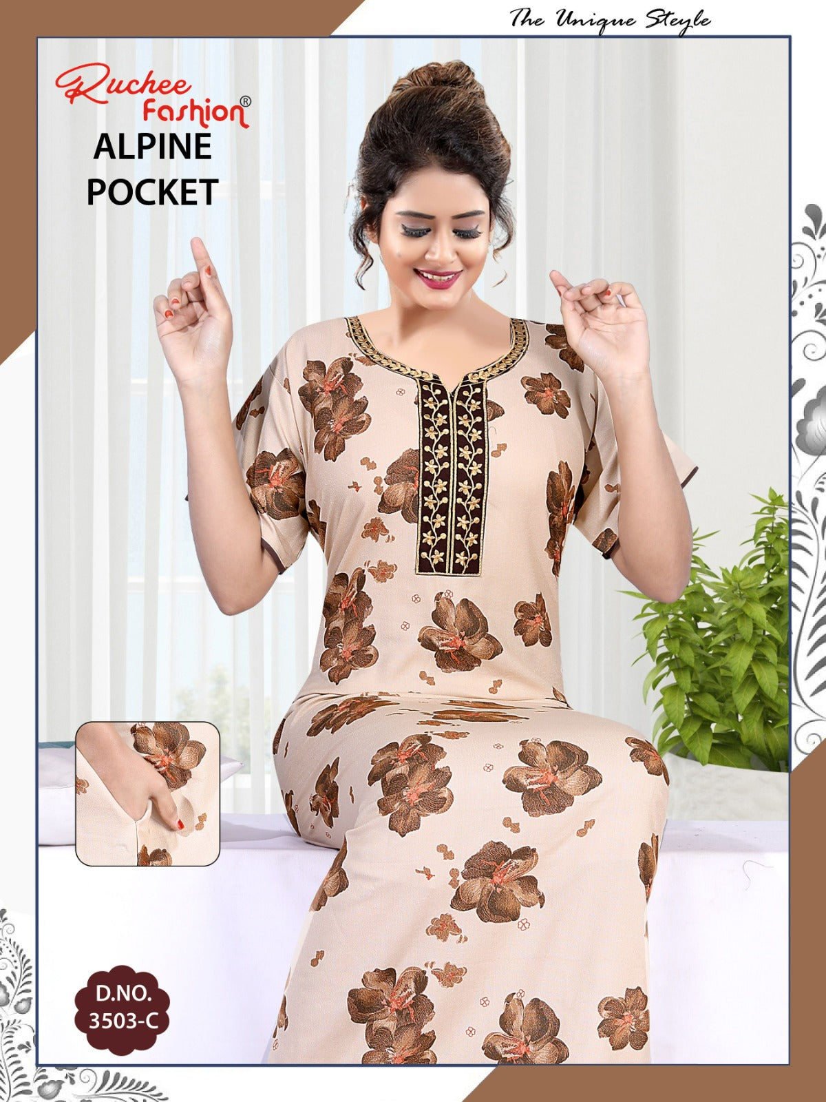 Alpine Pocket 1107 Ruchee Fashion Night Gowns Wholesale